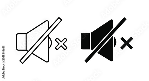 Foto Muted speaker icon with slash and cross symbols