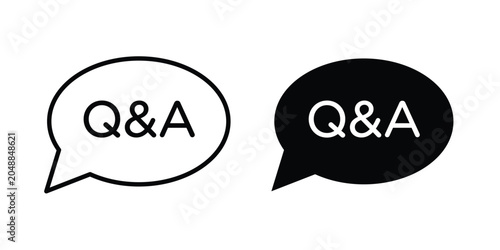 Foto QNA icon. line and filled black pictograms.