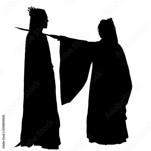 Photos Black and white silhouette of ancient chinese warriors in traditional clothing h