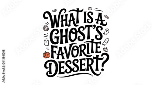 Konstfotografi Fun vintage style question about a ghost's favorite dessert with spooky typograp