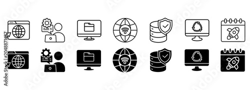 Foto management icon set. editing and modifying vector illustration