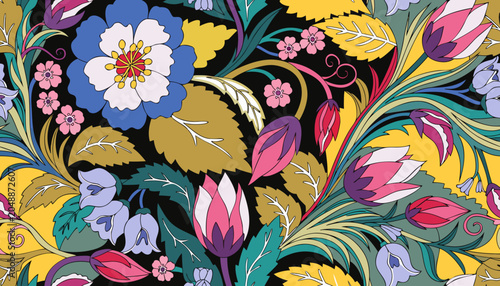 Tableau sur toile Very beautiful colorful floral pattern featuring an elegant arrangement of bloom