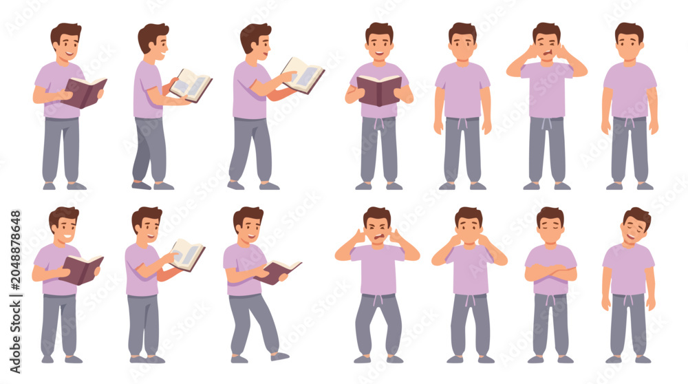 Obraz premium Collection of a Man in Various Poses and Actions.