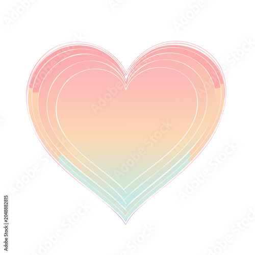 Layered heart shape with pastel gradient on white background