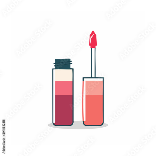 Flat design illustration of lip gloss with applicator