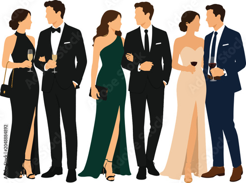 Canvas-taulu Elegant Evening Gala: A sophisticated gathering of elegantly dressed couples enjoying a night of glamour and celebration at a formal event