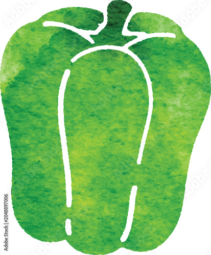 Watercolor bell pepper vegetable icon simplified