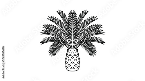 Εκτύπωση καμβά Detailed sago palm or cycad line art icon.