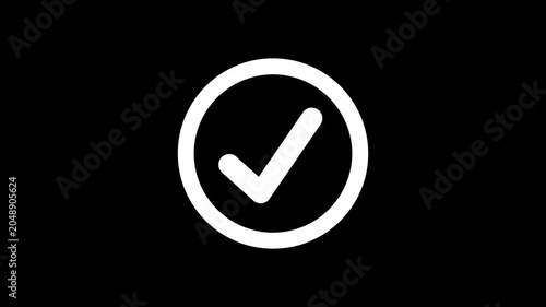 Right Check Mark Icon Animation on black Background. Tick Mark Icon Animation. Check Mark, Tick, Yes, OK Symbol Animation. approved tick mark icon