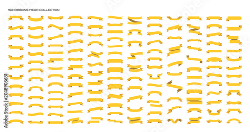 Photography Set of different ribbons in various shapes and sizes, suitable for design projects