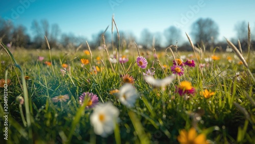 Sunny spring bloom field de...