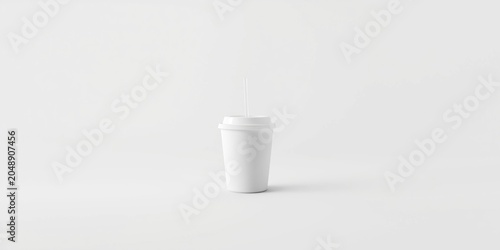 White cup with straw standi...