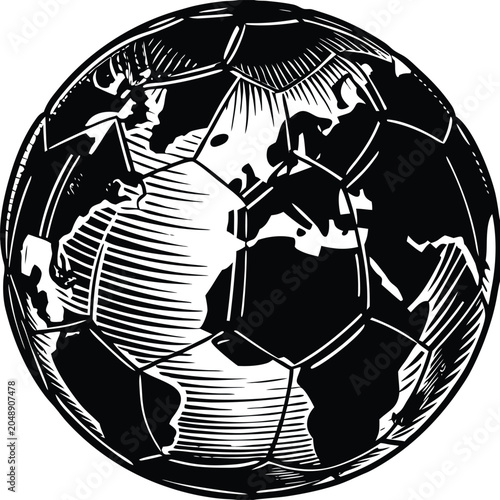 Monochrome Soccer Ball, Black and White Sports Illustration, Vector Football Icon, Sports Equipment Design