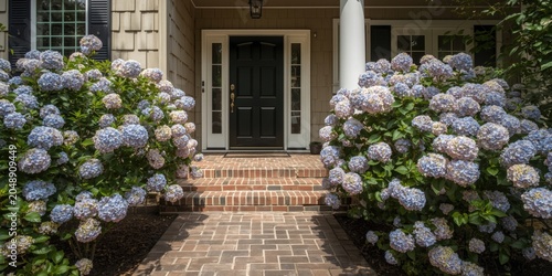 Hydrangea bushes in peak bl...