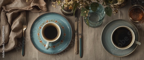 Rustic table setting featur...