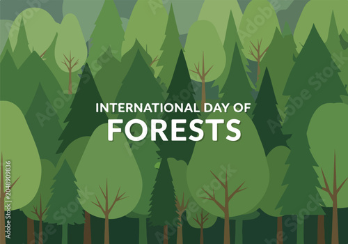 Foto A vibrant forest scene with trees on International Day of Forests
