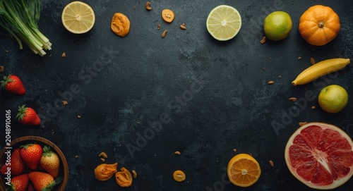 Top view flat lay of fresh ...