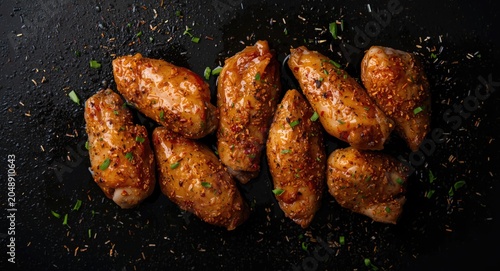 Top view of seasoned chicke...