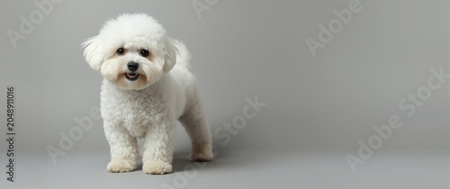 Lively white fluffy Bichon ...