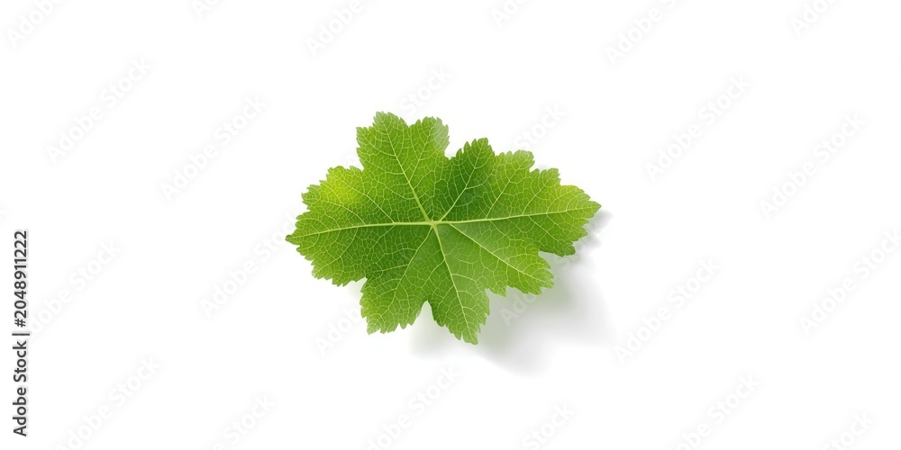 Fototapeta premium Separated fresh grapevine leaf positioned on white backdrop including path