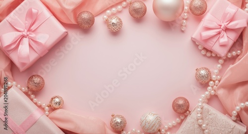 Pink gift box and pearl nec...