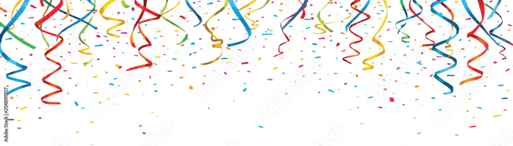 Fototapeta premium Bright rainbow streamers flowing across the canvas, energetic line art, festival celebration concept