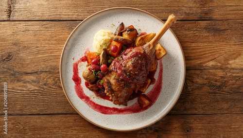 Tender duck leg meal comple...