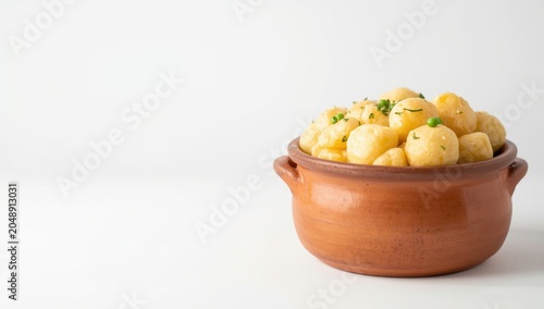 Rustic pot filled with cook...