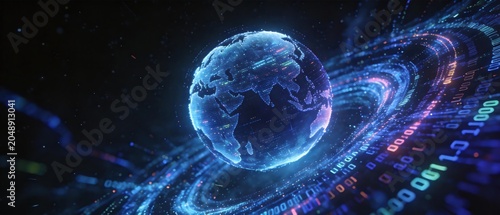 Digital globe with binary code