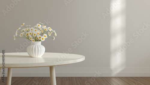 White vase filled with fres...