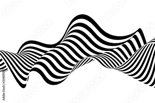 Abstract wave vector background. Stylized black White illusion. Modern graphic line art. Eps 10