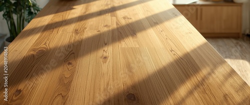 Sunlit space on oak kitchen...