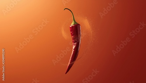Suspended red chili pepper ...