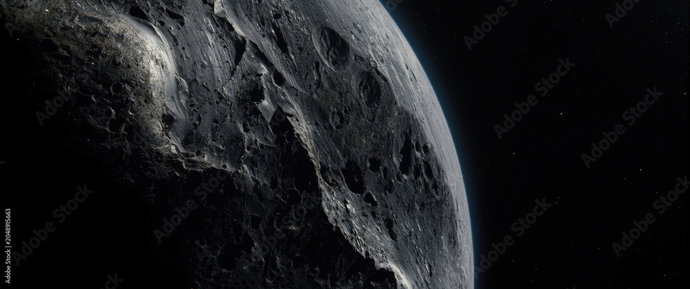 Obraz premium Space rock displaying heavy crater markings