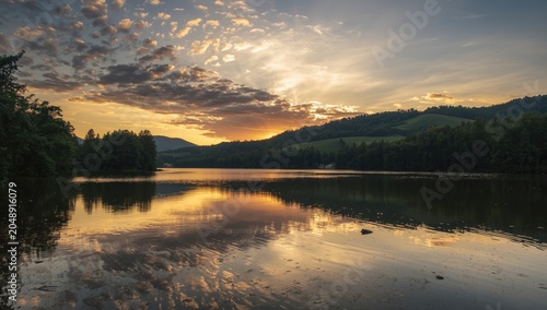 Tranquil lake at early summ...