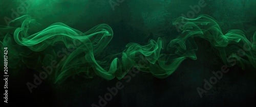 Rich green smoke curls blen...