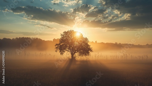 Peaceful sunrise over mist ...
