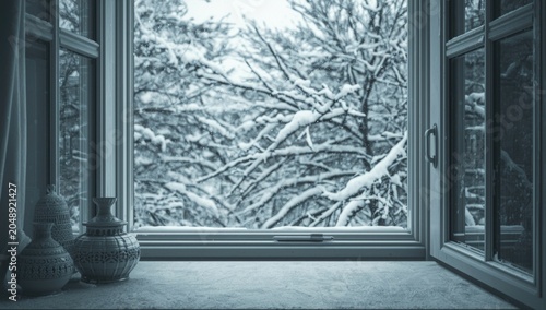 Snowy outdoor winter view t...