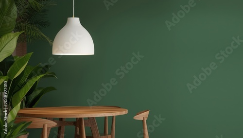 Green color dining room wit...