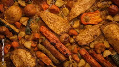 Roasted autumn veggies arra...
