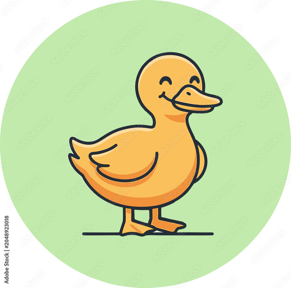Fototapeta premium Cute Yellow Rubber Duck Floating on Water Vector Illustration