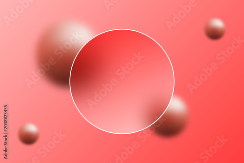 Geometric abstraction with soft red spheres and a circular frame. Eps 10