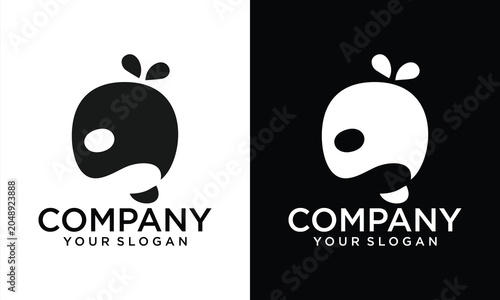 Bild auf Leinwand Cute modern minimalist whale logo template with water blowhole spout for marine life, aquatic brand, kids apparel, eco-friendly business, ocean conservation, or seafood restaurant