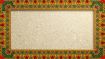 Vivid Eid Mubarak social media design showcasing colorful Arabic border for festive celebration