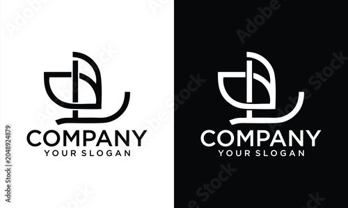 Linear monogram logo templates for professional branding, black and white versions on contrasting backgrounds. LA, DB, LB initial design.