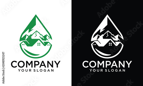 Eco-friendly Mountain Spring Water and Community Logo Icon Pack