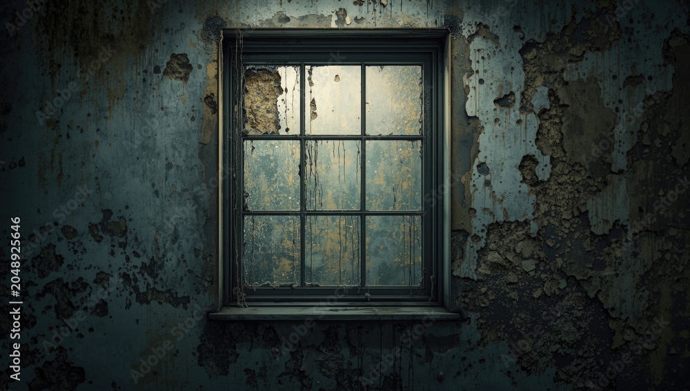 Fototapeta premium Combat and prevent mold damage with expert services and strong products on banner covering mold affected window and wall with copy space