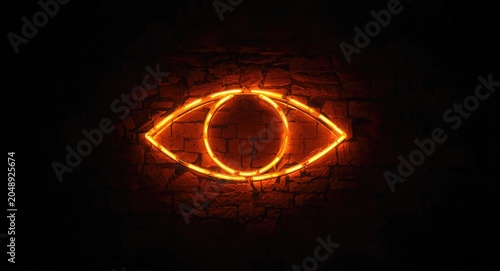 glowing neon emblem of the ...