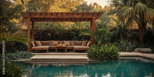 Outdoor tropical setting wi...