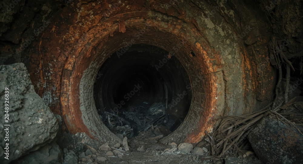 Fototapeta premium Rusty entrance to an abandoned gold mining tunnel
